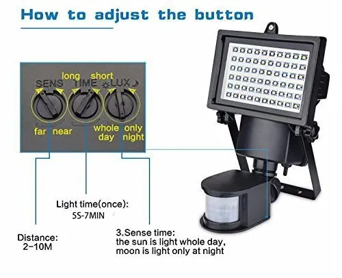 DCOO 60LED Солнечный свет открытый ультра яркий солнечный датчик движения огни водонепроницаемый Солнечный свет безопасности для наружной стены патио