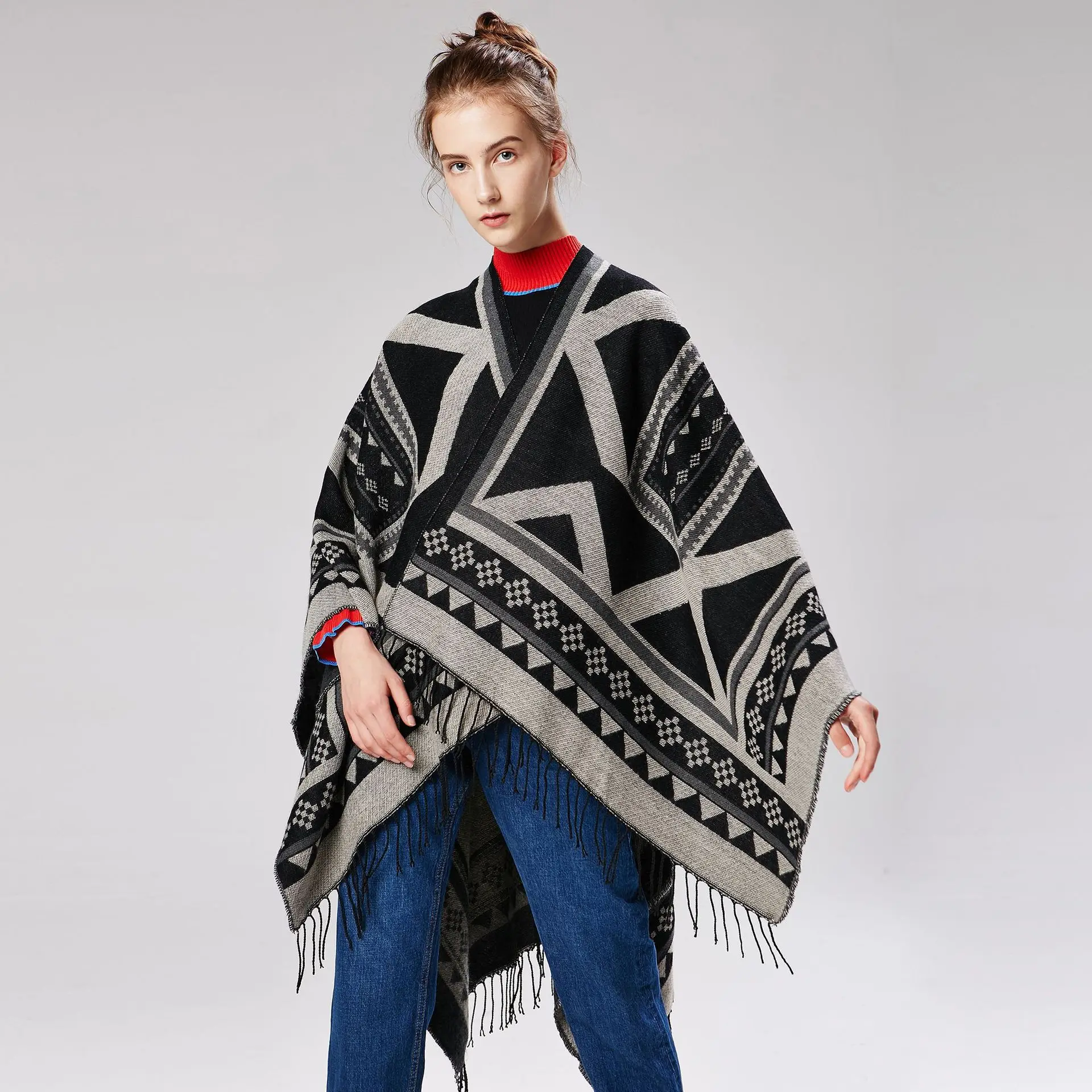 2019 женская верхняя одежда зима шарфы для женщин осень кашемировый пончо одеяло дамы вязаная шаль накидка Кашемировый Шарф пончо леди