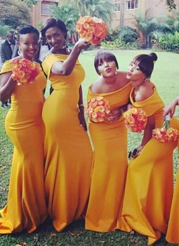 

Yellow 2019 Cheap Bridesmaid Dresses Under 50 Mermaid Off The Shoulder Long Wedding Party Dresses For Women-in Bridesmaid Dresse