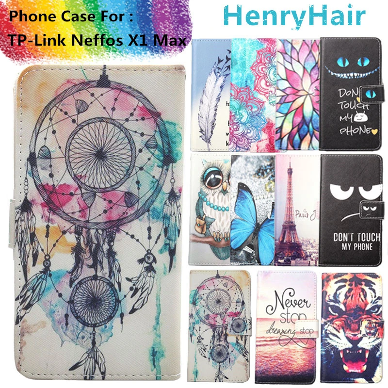 

Top Selling 11 Colors Cartoon Painting PU Leather Magnetic clasp Wallet Cover For TP-Link Neffos X1 Max Case