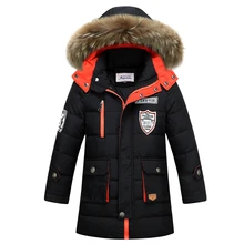 8 16Y Fashion Winter Down Jacket For Boys 25 Degrees Big Fur Hooded Thicken Warmly Kids