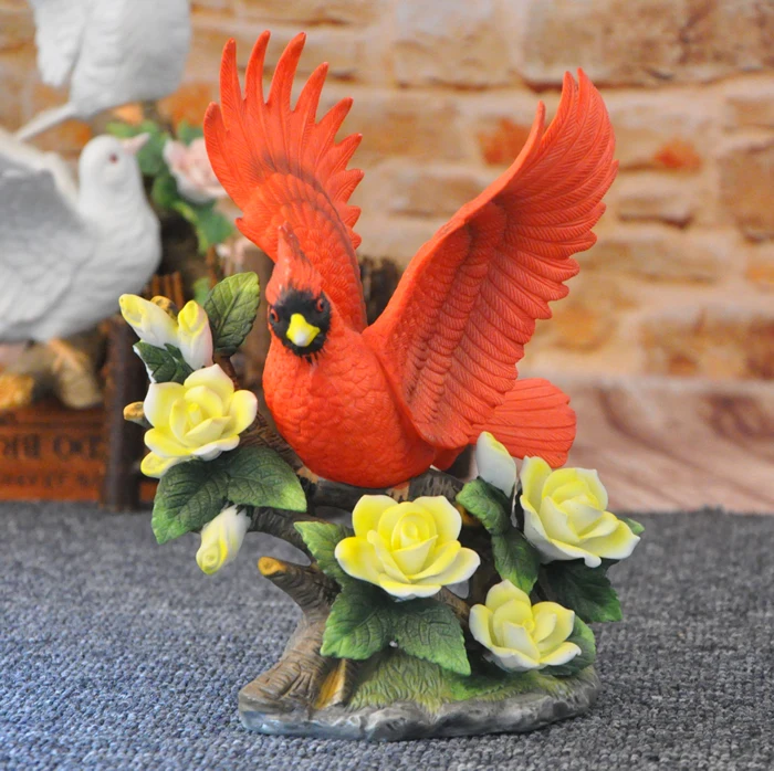 Home decoration Hand painted Ceramics Red Parrot Style Ornaments Christmas Giftsin Figurines