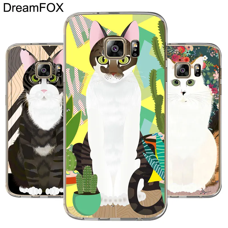 DREAMFOX M323 Fashion Cat Art Soft TPU Silicone Case Cover For Samsung Galaxy Note S 7 8 9 10 10e 11 11e Lite Edge Plus |
