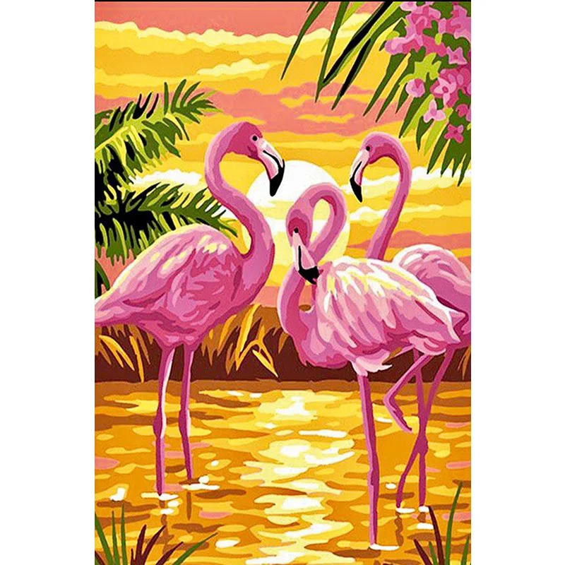 

Full Drill Diamond Painting Birds Pink Flamingo Diamond Embroidery Crystal Diamond Mosaic Love Cross Stitch Arts Unframed ZX535