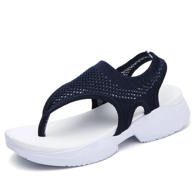 EOFK/летние женские сандалии; дышащие сандалии на плоской подошве; женские повседневные эластичные удобные женские сандалии; sandalia - Цвет: dark blue 003