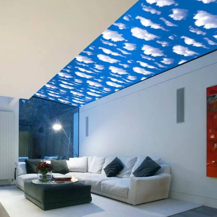 Us 20 99 37 Off Creative Blue Sky White Clouds Wallpaper Stickers Diy Ceiling Decor Sticker Wall Paper Waterproof Kids Room Decoration Xn202 In Wall