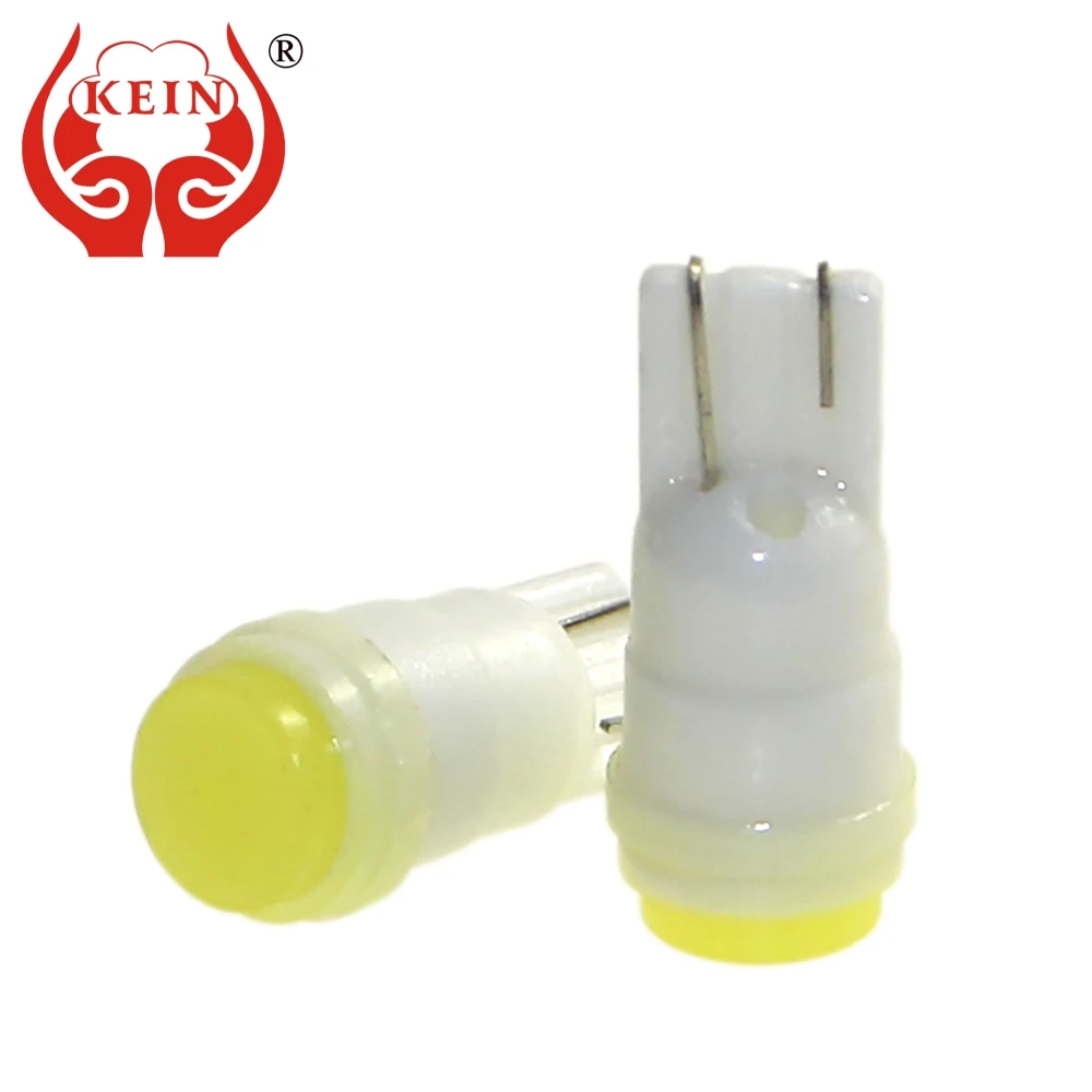 

KEIN 10PCS t10 w5w led cob Bulb ceramic auto Side Wedge License Plate Interior Reading lamp light vehicle white 12V car styling