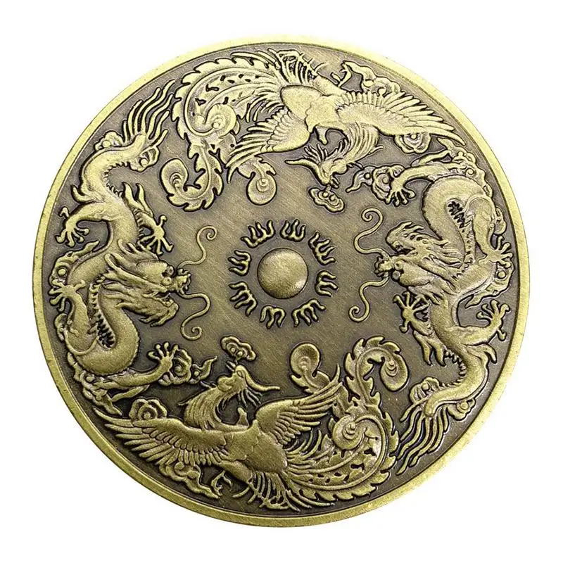 Дракон и Феникс Chengxiang памятная монета Зодиак Дракон и Феникс животное монета металлический значок подарок художественная коллекция акрил