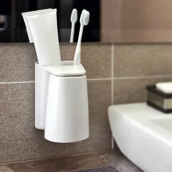 

Bathroom Storage Wall Suction Cup Toothbrush Holder Wash Cup Bathroom Set Self-adhesive Toothpaste Storage Rack
