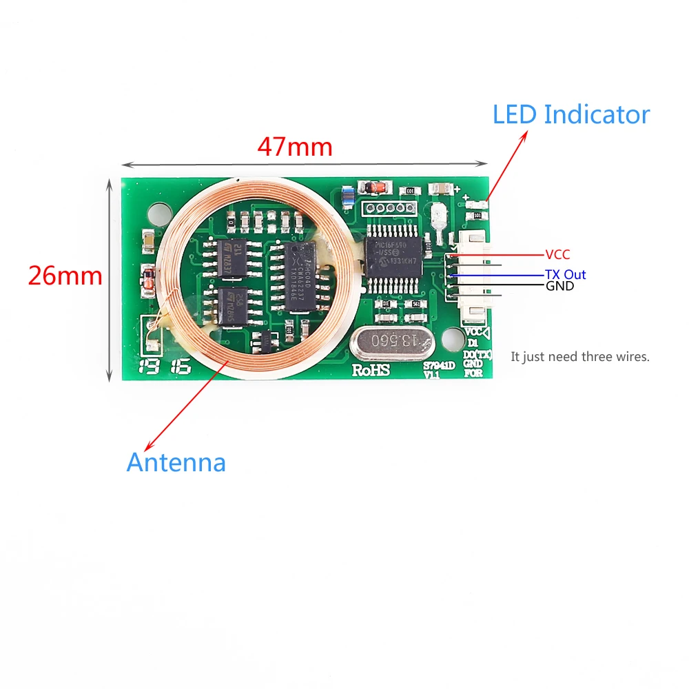 Двухчастотный 5V UART считыватель RFID Беспроводной модуль ISO14443A 13,56 МГц 125 кГц удостоверения личности для IC/ID/Mifare карты