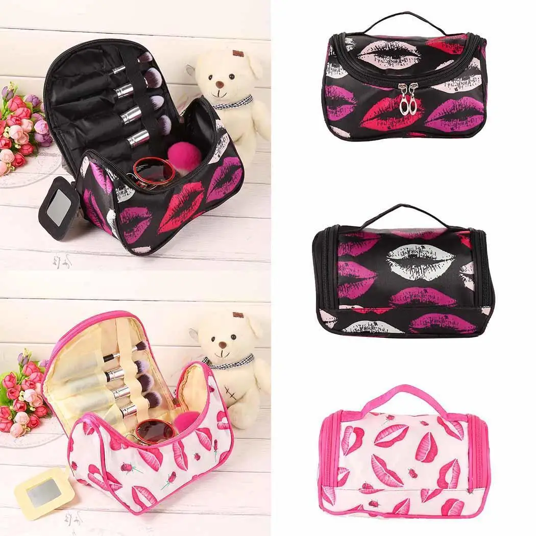 

Organizer Zipper Handbag Makeup Travel Lip Cosmetic Bags Toiletry Bag Print