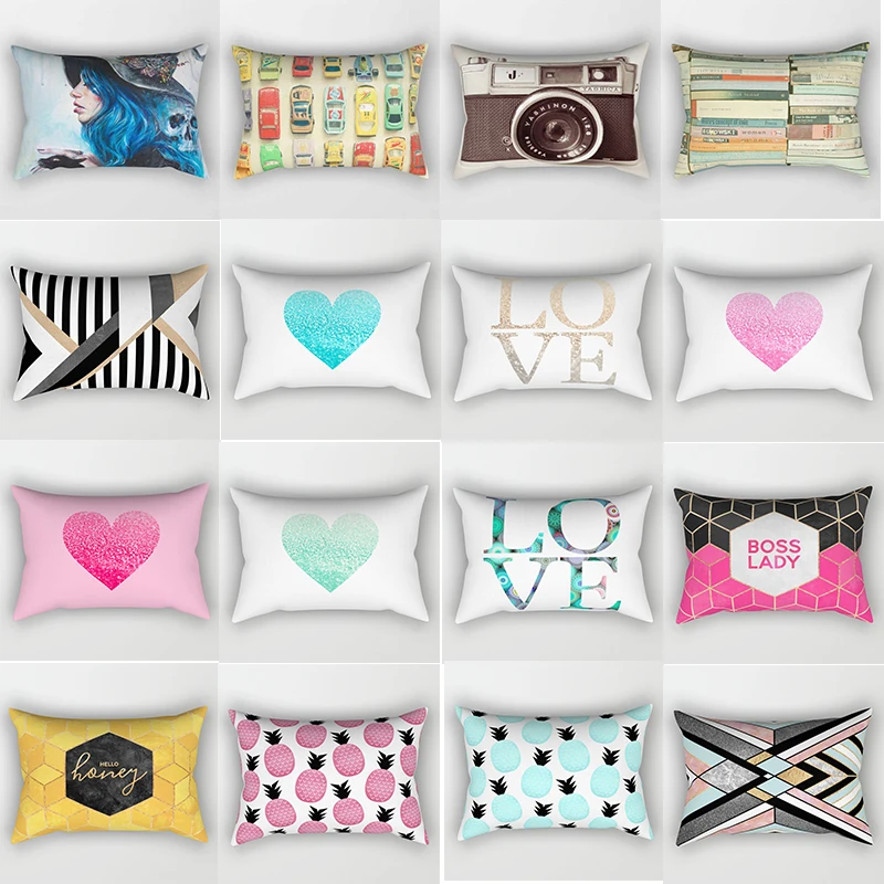 

Hot sale large love heart pineapple rectangle pillow cases cats witch honey pillow covers pink heart pillow cases cover 70*50cm