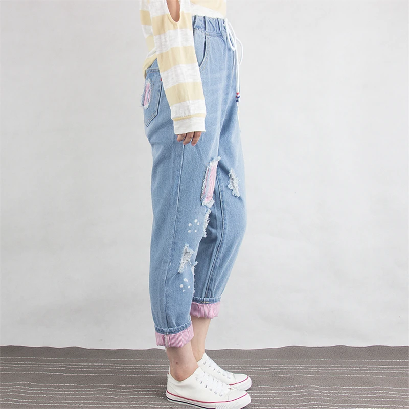 Ripped Jeans women High Waist Autumn winter cotton harem loose plus size Female denim pant 6XL Ripped Jeans women High Waist Autumn winter cotton harem loose plus size Female denim pant 6XL