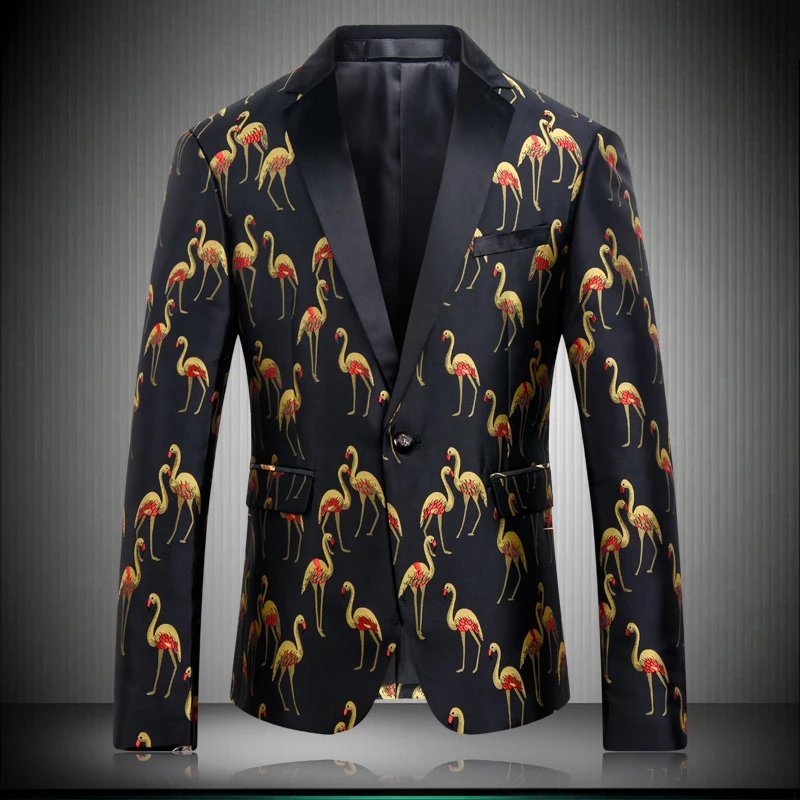 

Suit Jackets Mans 2019 Brand Clothing Shawl Collar Fashion Swan Suit Jacket Stage Costumes For Singers Stylish Prom Blazers 8630