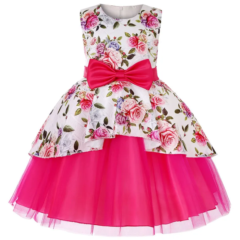 

Summer Dress For Girls Lace Big Bow Kids Dresses Princess Dress Children Evening Party Dress Flower Girl Wedding Gown Vestido