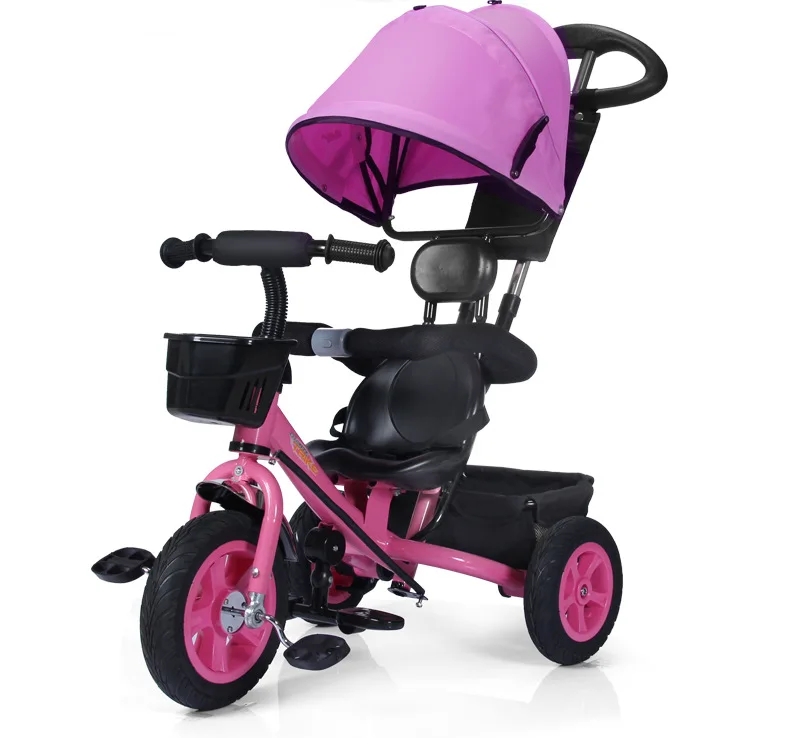 Трехколесная коляска для маленьких детей, велосипедная коляска для коляски для детей, съемная подушка, три колеса, коляска, нижняя корзина
