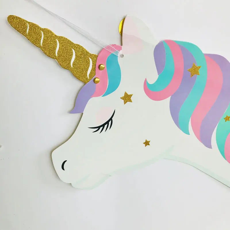 Единорог плетение Diy гирлянда декорации с днем рождения, флаг баннер Детская Игрушка В ванную декоративные принадлежности для вечеринок для дома гостиной