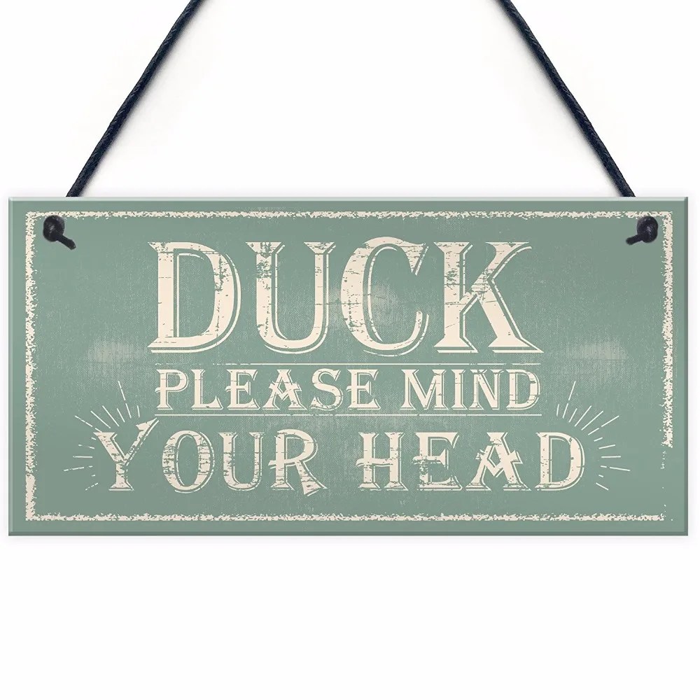 

Meijiafei Duck Mind Your Head Friendship Home Sign Hanging Door Wall Plaque Notice Step Sign 10" X 5"