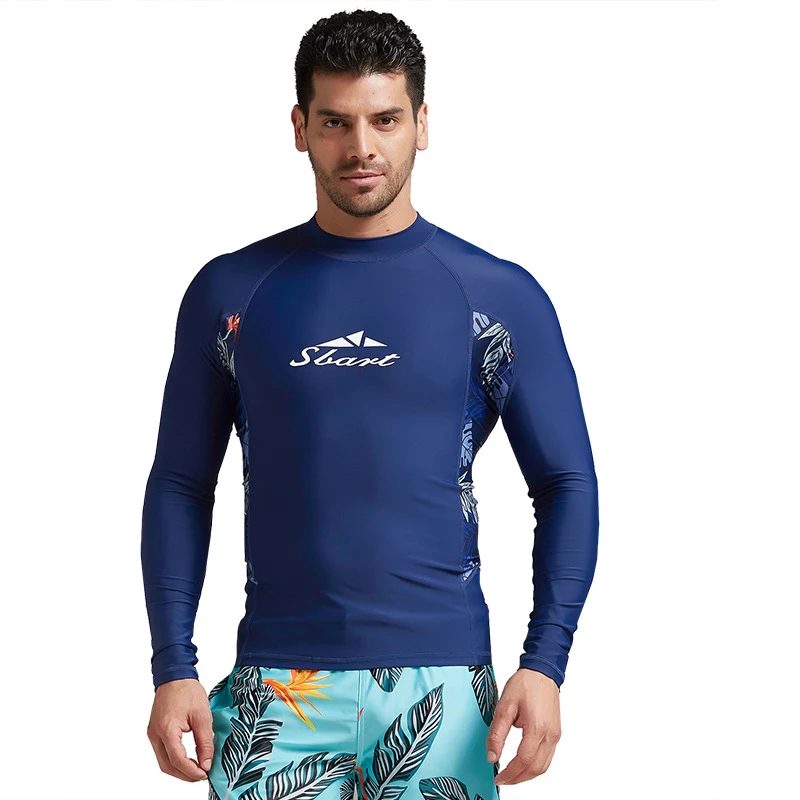 Sbart эластичный длинный рукав rashguards купальники мужские купальники футболки топы мужские серфинг парусный спорт пляжные купальные костюмы Новинка EO