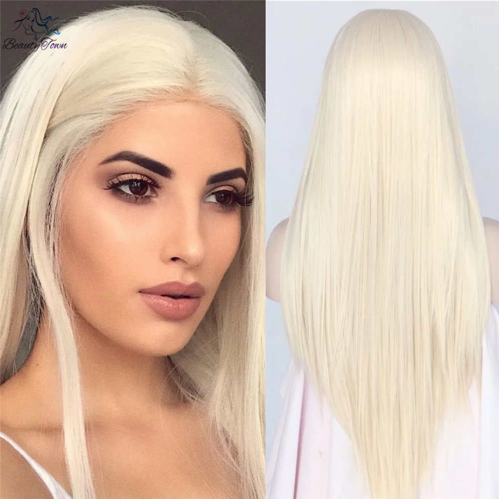 Парик BeautyTown термостойкий светлый прямой и длинный со светлыми волосами без клея