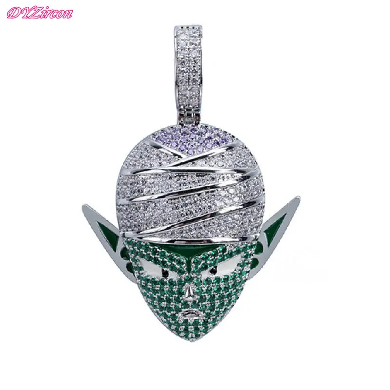 

DYP024 Gold Silver Color Dragon Ball Piccolo Hip Hop Fashion Jewelry Multi Cubic Zirconia Stone Men's Women's Pendants Necklaces
