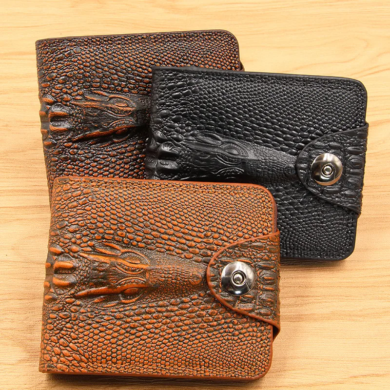 

Famous Brand New PU Leather Men's Wallets Crocodile Pattern Business Coin Purse Bifold Money Bag Credit Card Holder Black Brown