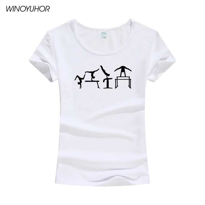 Женская футболка с принтом для гимнастики, летняя повседневная футболка с коротким рукавом, забавный Художественный гимнастический топ для девочек, женская футболка - Цвет: white