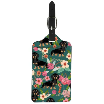 

ThiKin Suitcase Luggage Tags Identifier Label ID Address Holder 3D Dachshunds Floral Pattern Luggage Tag Travel Accessories