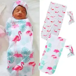 Симпатичные для новорожденных мальчиков и девочек Фламинго одеяло пеленать муслиновая пеленка Пеленальный мешок