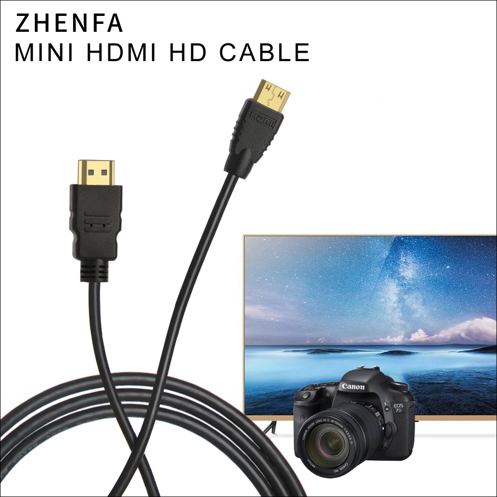 Zhenfa Mini Hdmi To Hdmi Cable 1.5m For Canon Htc-100 Eos 60d 600d 650d  700d 1100d 5d3 5d2 5d 6d 7d T2i T1i Digital Camera - Audio & Video Cables -  AliExpress