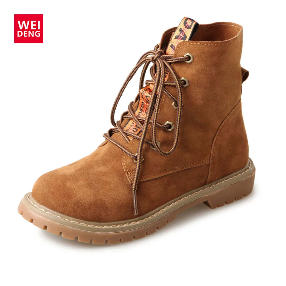 

Weideng Autumn Women High-cut Martin Boots Fashion Casual Women Shoes Soft Comfortable Lace-up Wrap Ankle Boots Size 35-39