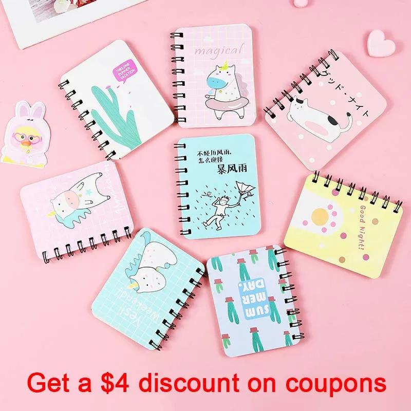 

Portable Notepad with a small fresh coil this cartoon notebook stationery small book