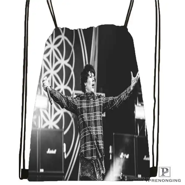 

Custom bring_me_the_horizon_ Drawstring Backpack Bag Cute Daypack Kids Satchel (Black Back) 31x40cm#180611-01-28