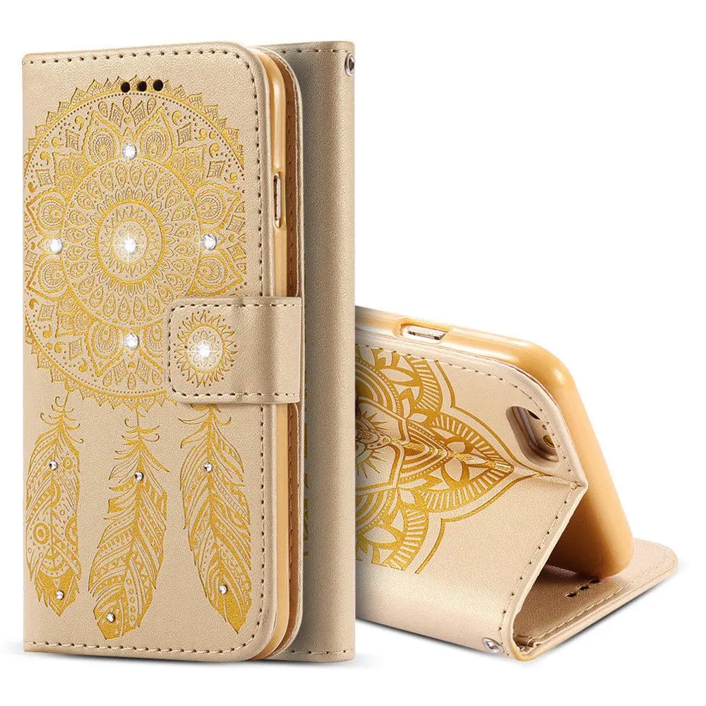 Для iphone 5 5S SE 6 6S 7 8 x кошелек кожаный флип цветок сумка цветочный колокольчик слот