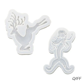 

Handmade Pendant Resin Mold DIY Baking Cake Decoration Making Silicone Molds Fish Deer Shape Crystal Epoxy Mirror Mould