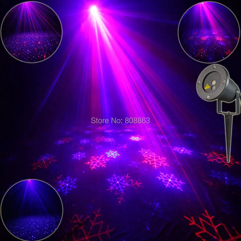 

Outdoor Waterproof R&B Laser 2 Patterns Snow Projector Coffee Holiday House Xmas Coffee DJ Wall Landscape Tree Garden Light T48