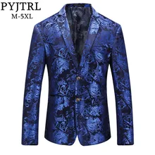 PYJTRL бренд осень зима роскошный золотой красный синий Стильный цветочный узор бархатный блейзер мужской повседневный костюм куртка DJ
