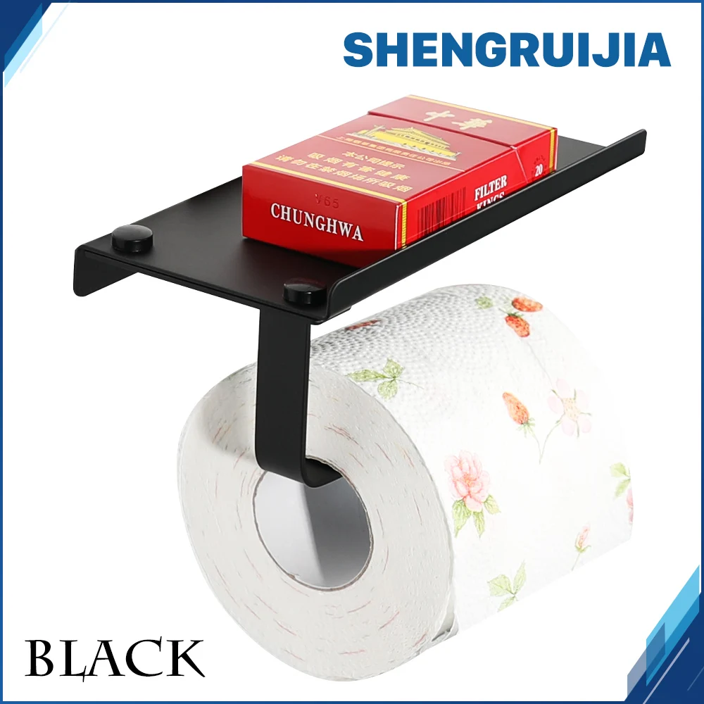 Toilet Paper Holder Cell Phone Shelf  Toilet Paper Holder Shelf Black - Toilet  Paper - Aliexpress