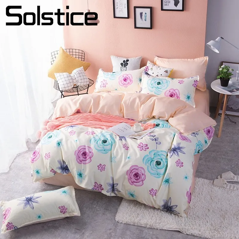 Solstice Home Textile Rose Flower Girls Bedding Sets Double Queen Twin