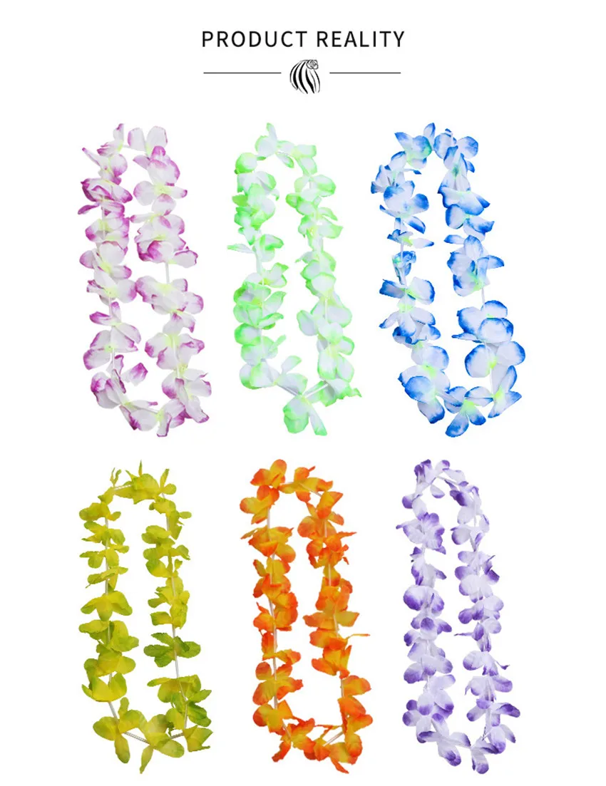 50/100 шт. Гавайский цветок леев гирлянды искусственные ожерелье Луо вечерние припасы: цветы Лейс пляжного отдыха венок DIY подарок украшения