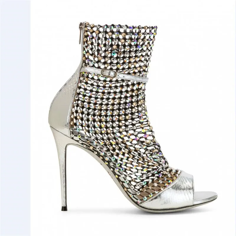 Женские сетчатые босоножки с кристаллами Blingbling привлекательные вечерние туфли