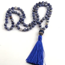 Модные богемные ювелирные украшения в этническом стиле синие камни бусины завязанные длинное ожерелье для женщин национальное ожерелье
