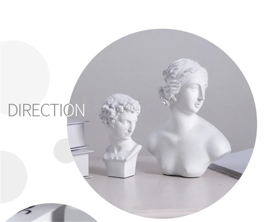 Resin Figure Statue Plaster Figure Decoration Large Art Props Portrait Sculpture Model Human Head Ornament Gift Home Decoration (9)