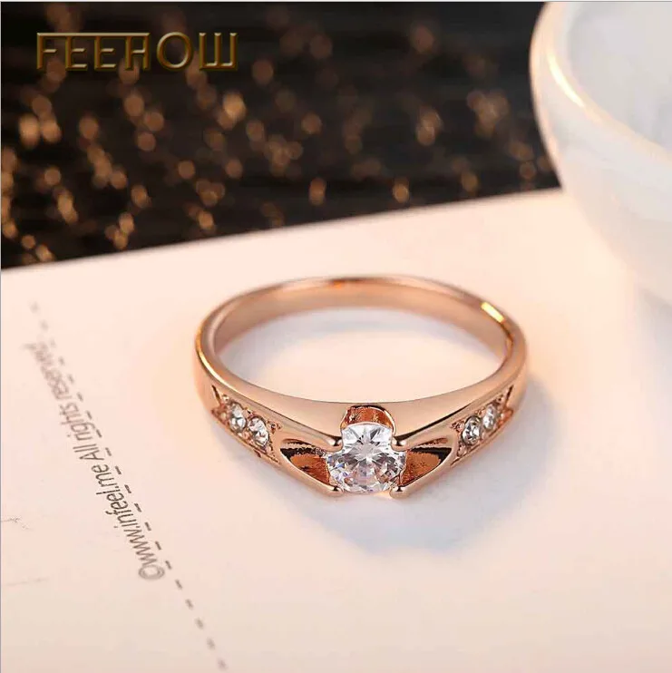 FEEHOW розовое золото цвет крепления anel feminino aneis bijoux ct циркония ювелирные