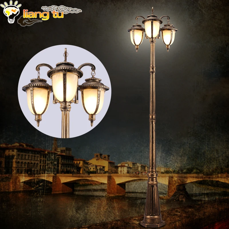 

Garden light post 3 meters light double-headed outdoor flower villa landscape park post