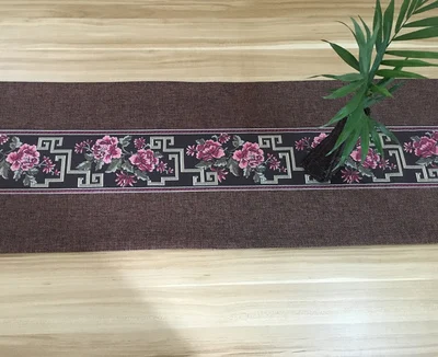 Классическая Лоскутная китайская настольная дорожка с цветами хлопок лен обеденный стол коврик скатерть для кофе Рождественская салфетка под приборы прямоугольник - Цвет: Хаки