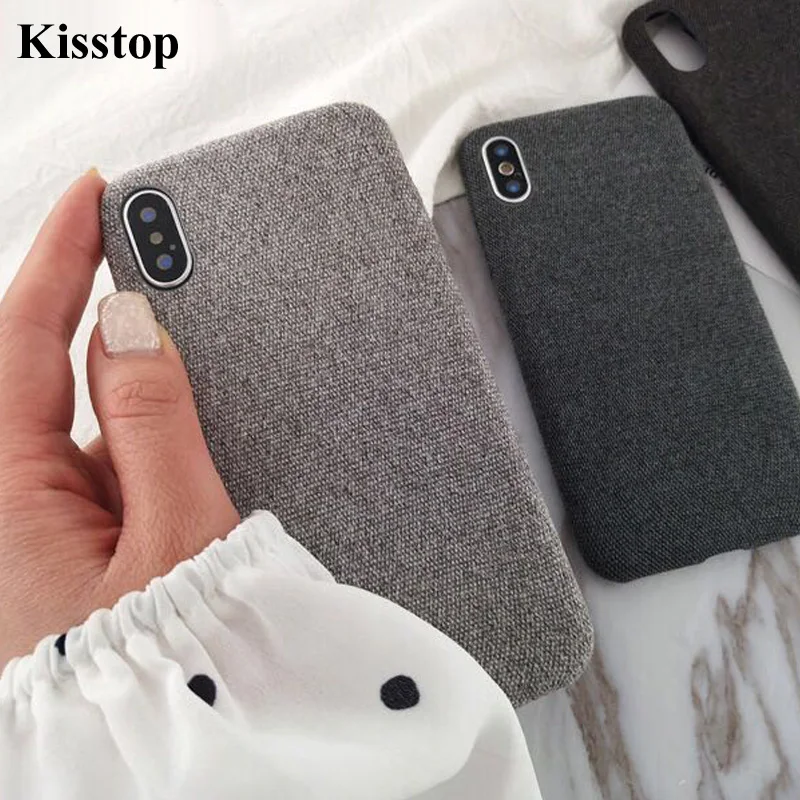 

Kisstop Cloth Texture Soft TPU Case For iPhone 7 8 X XS Max Case Ultra-thin Canvas Silicone Phone Cases For iphone 6 6S 7 8 Plus
