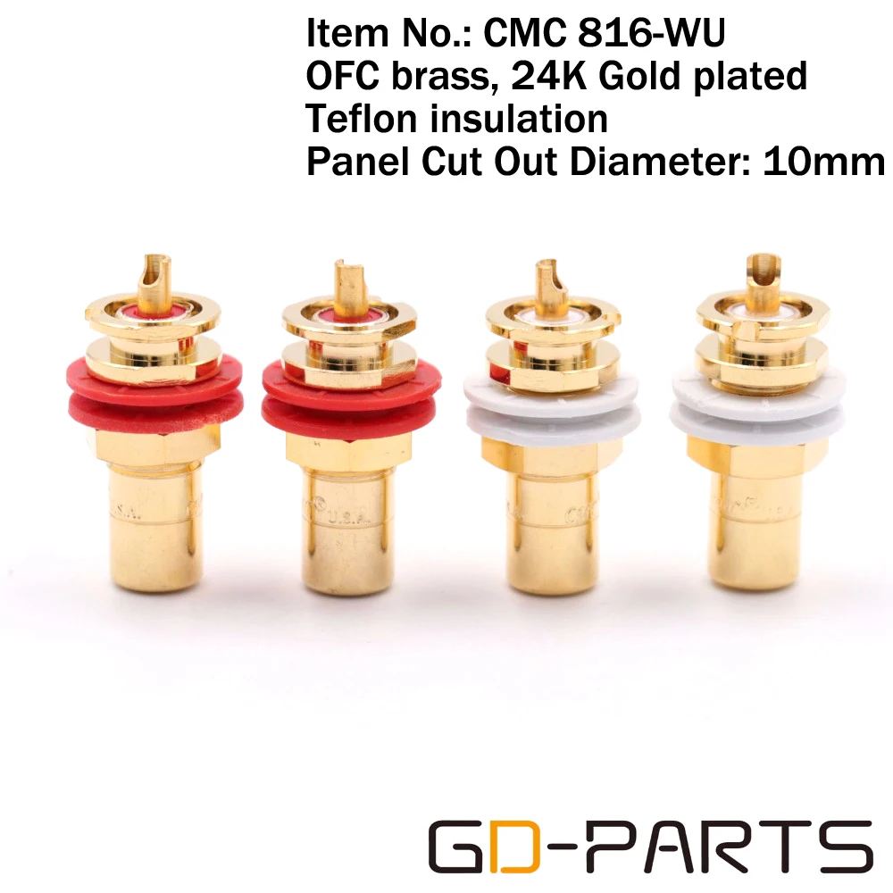 Cc 805-2.5f-g-jack rca fêmea 805-2.5g, conector de painel dourado e prateado