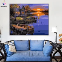 DIY colorings pictures by numbers with colors Mountain hut in the forest picture drawing painting by numbers framed Home