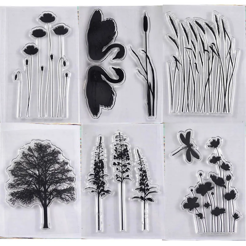 

6 different plants stamp swan TPR silicon clear Stamp rubber seal for DIY Scrapbooking/Card Making/ Decoration Supplies